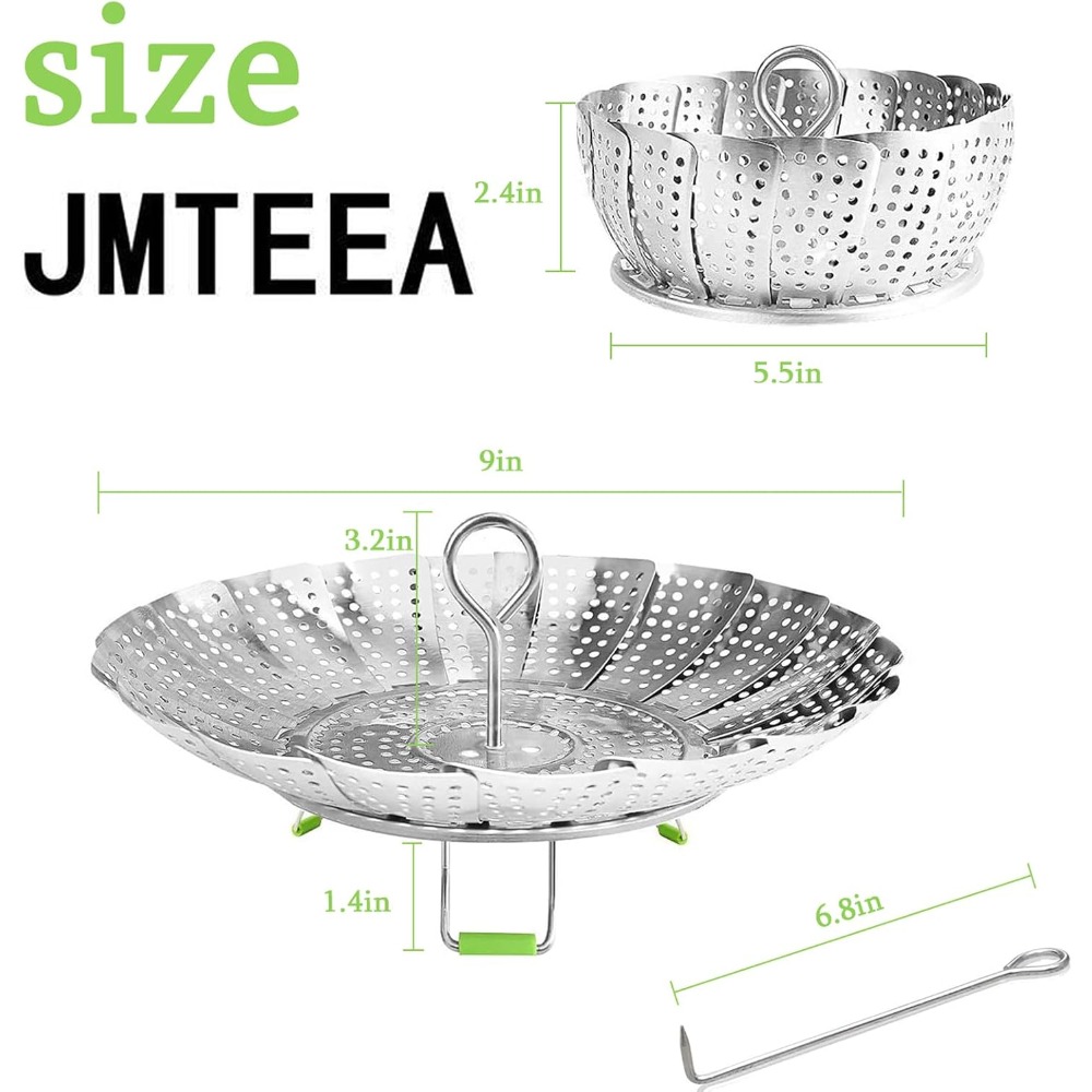 Silicone Steamer Basket - Folding Silicone Feet Stainless Steel Steamer