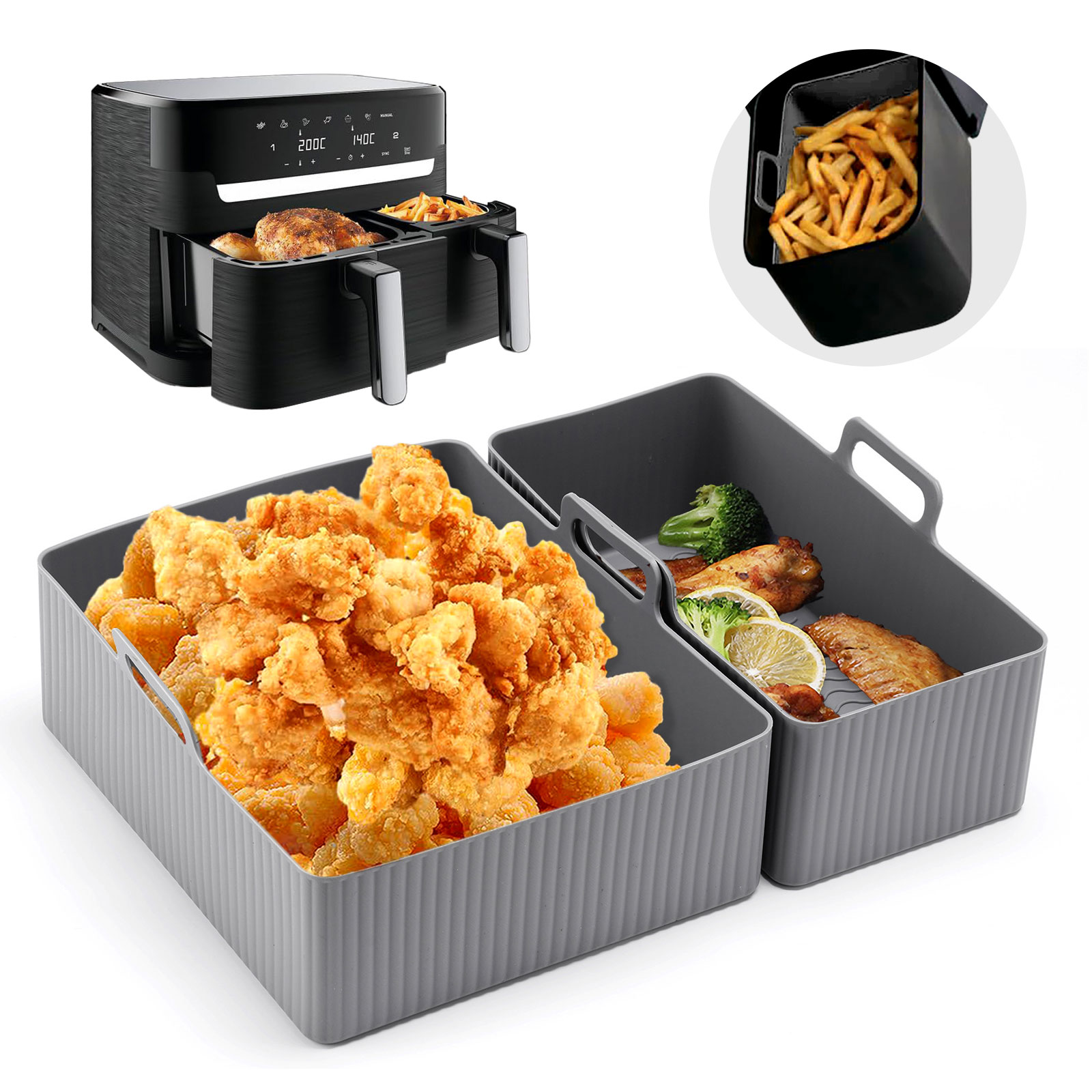Silicone Steamer Basket - 2pcs Set Silicone Air Fryer Mat