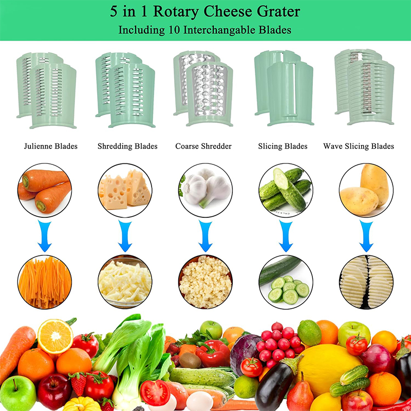 5 in 1 Rotary Cheese Grater wi - Mandoline Slicer ulasan dan harga