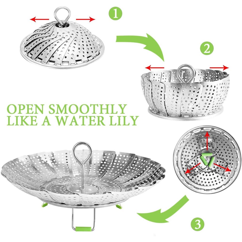 Folding Silicone Feet Stainles - Silicone Steamer Basket ulasan dan harga