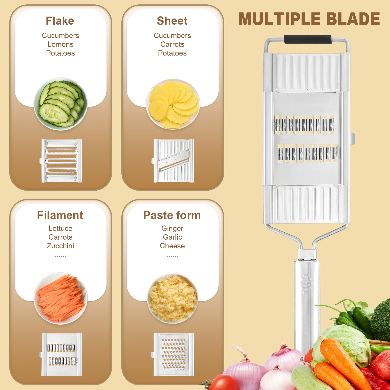 4 in1 Vegetable Slicer Stainle - Mandoline Slicer ulasan dan harga