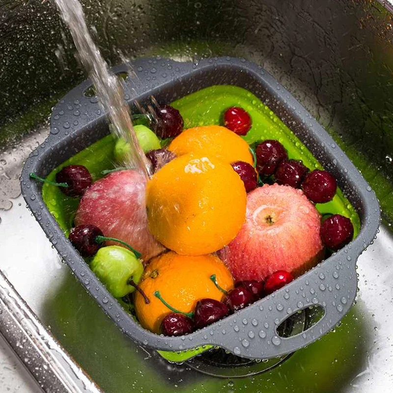 NEW Foldable Vegetable Washing - Silicone Steamer Basket ulasan dan harga