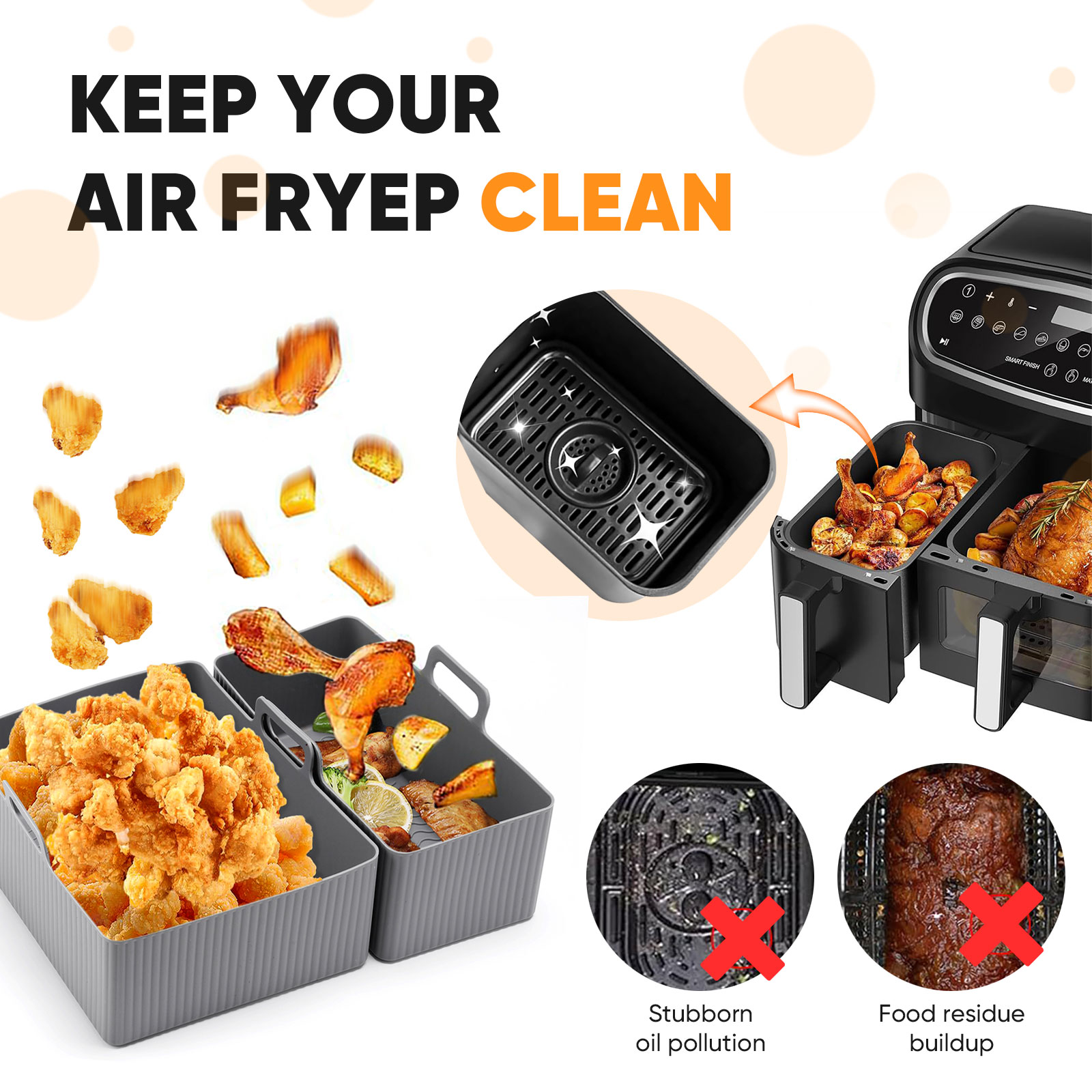 2pcs Set Silicone Air Fryer Ma - Silicone Steamer Basket ulasan dan harga